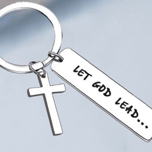 Keyring Let God Lead with Cross