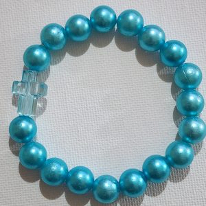 Light Blue Cross Bead Bracelet