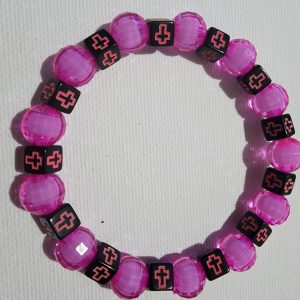 Square Cross Bead Bracelet Dark Pink