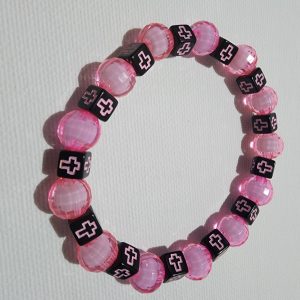 Square Cross Bead Bracelet Light Pink