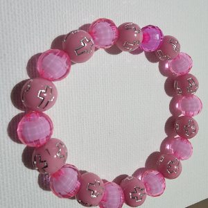 Round Cross Bead Bracelet Light Pink