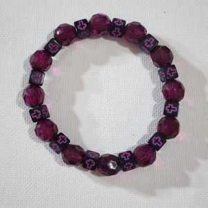 Square Cross Bead Bracelet Maroon