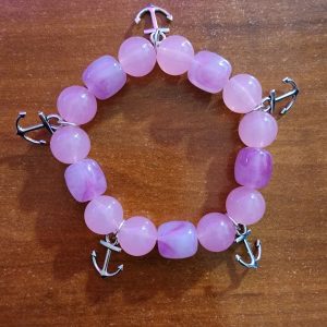 Pink Charm Bracelet with Anchor