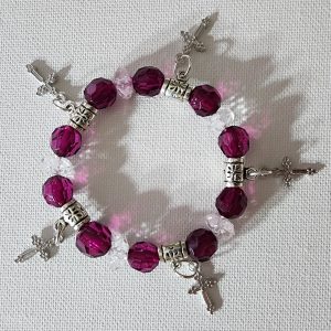 Charm Bracelet Maroon with Cross
