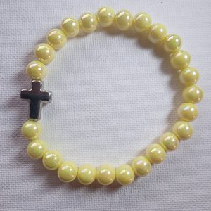 Silver Cross Yellow Bracelet