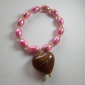Pink and Gold Charm Bracelet with Heart