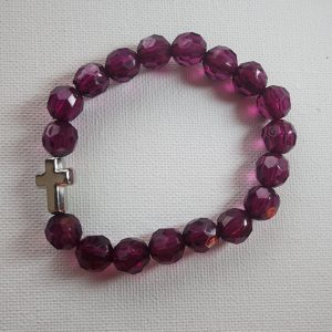 Silver Cross Maroon Bracelet