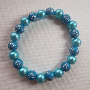 Round Cross Bead Bracelet Blue