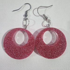 Round Pink Sparkle Earrings