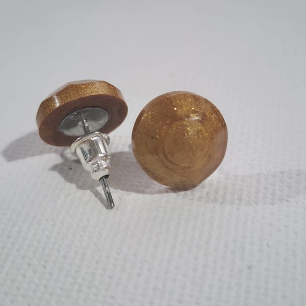 Gold Round Stud Earrings - Image 4