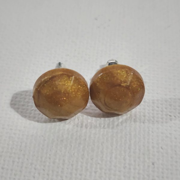 Gold Round Stud Earrings - Image 3