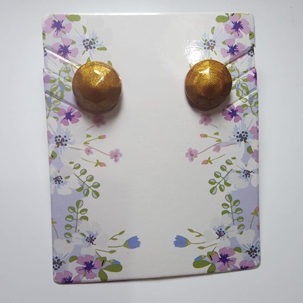 Gold Round Stud Earrings