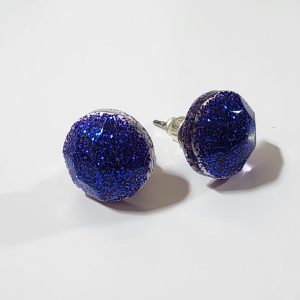 Round Blue Stud Earrings