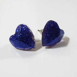 Blue Heart Stud Earrings
