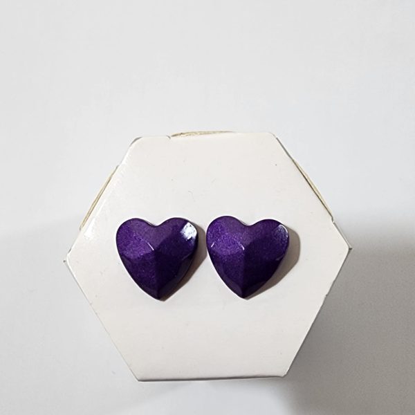 Purple Heart Stud Earrings - Image 2