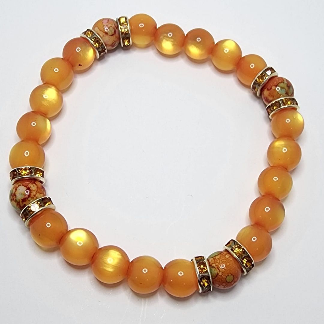 Orange Bracelet with Rhinestones