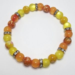 Orange and Yellow Bracelet with Rhinestones