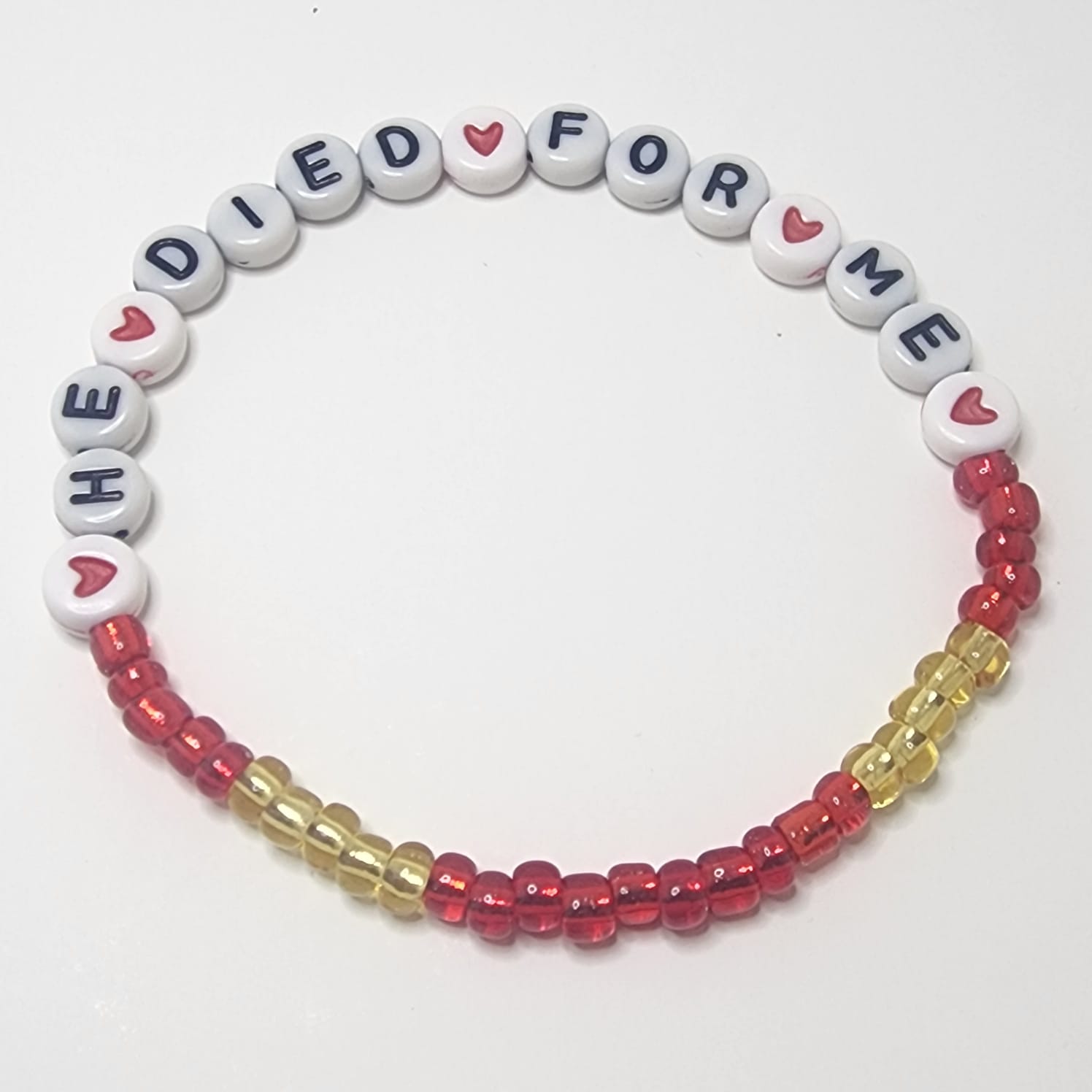 Red and Gold Beaded Bracelet - Image 2