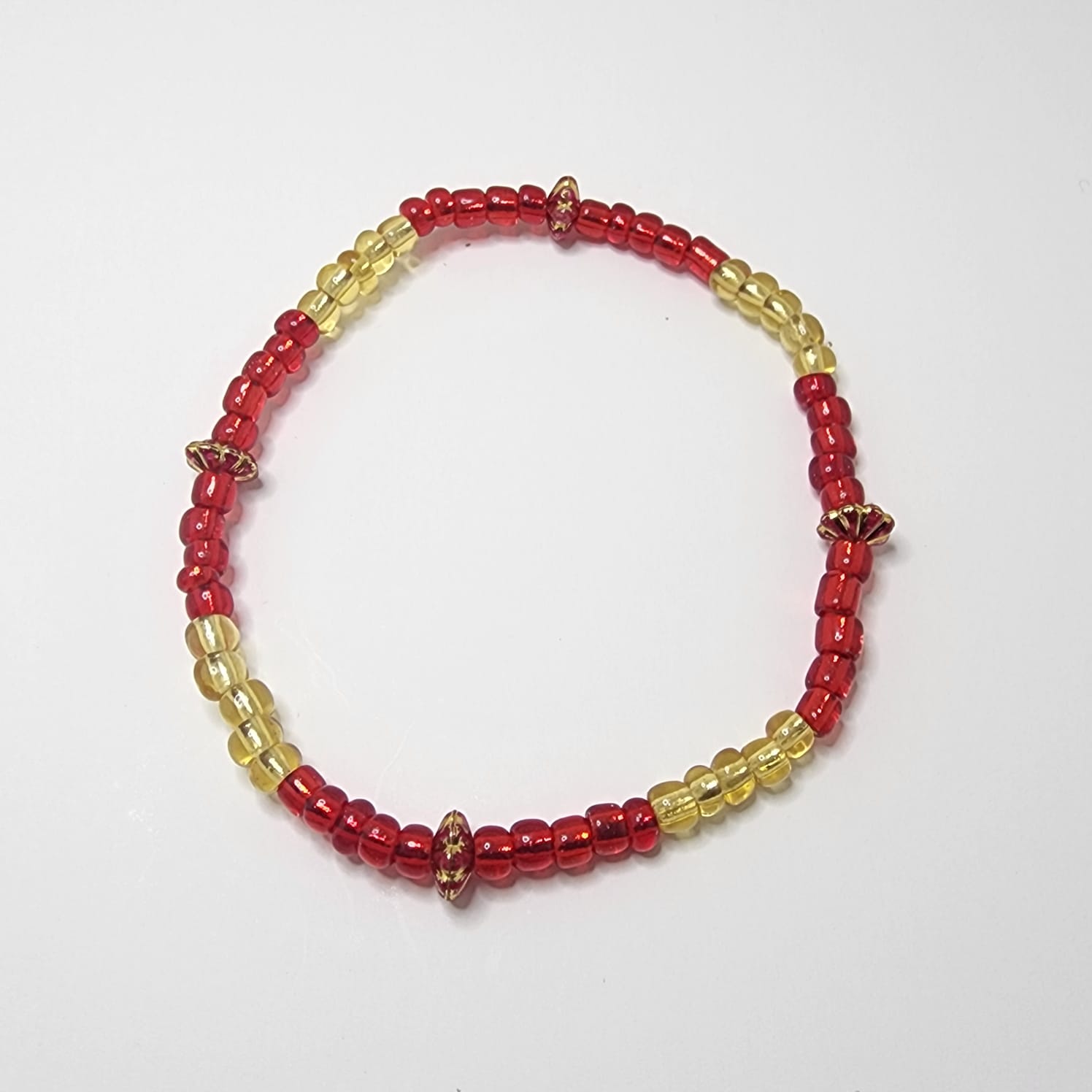 Red and Gold Beaded Bracelet - Image 3