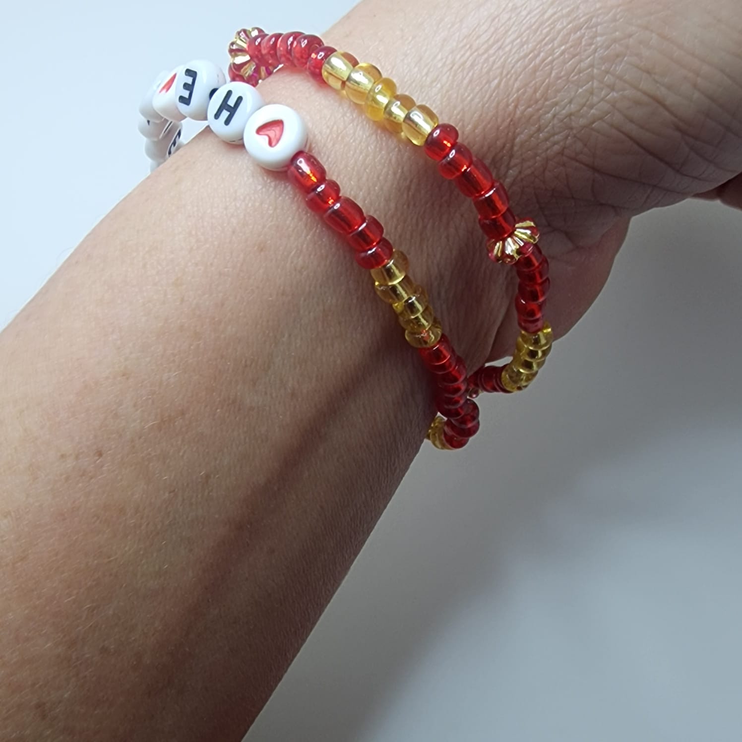 Red and Gold Beaded Bracelet - Image 5