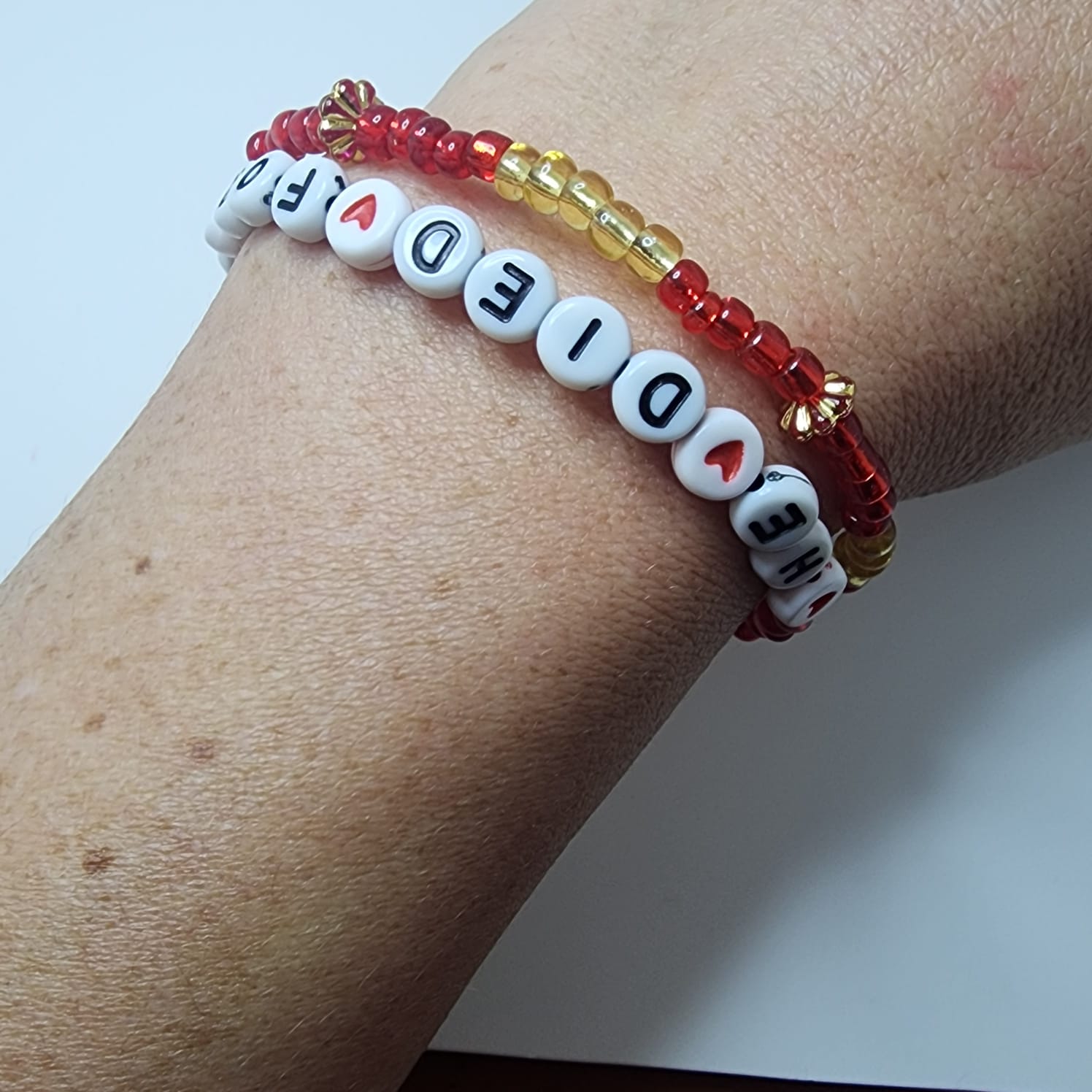 Red and Gold Beaded Bracelet - Image 4