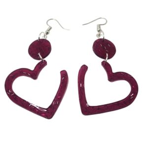 Deep Red Heart-Shaped Resin Earrings