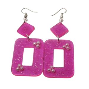 Pink  Square Earrings