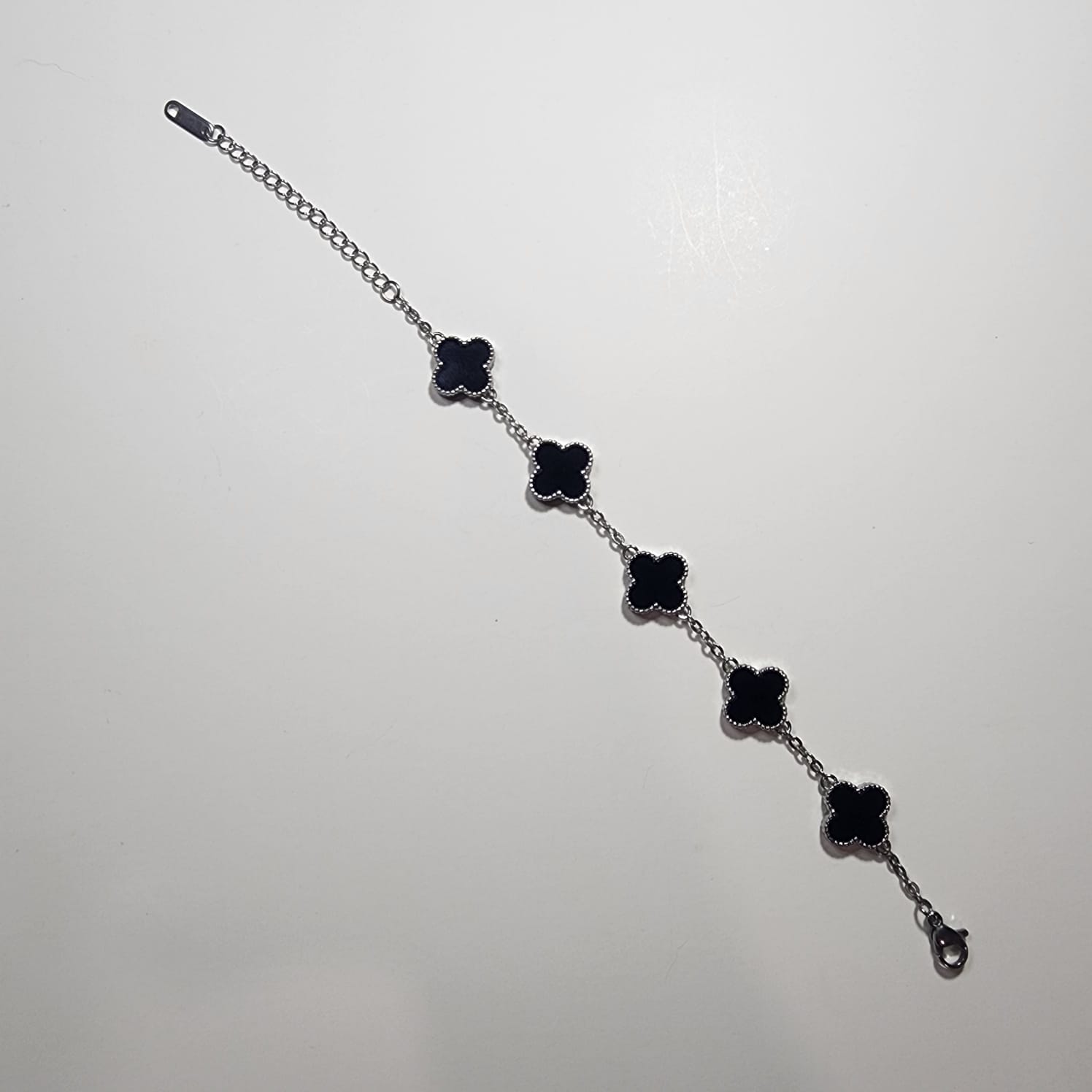 Black/Silver Clover Bracelet - Image 2