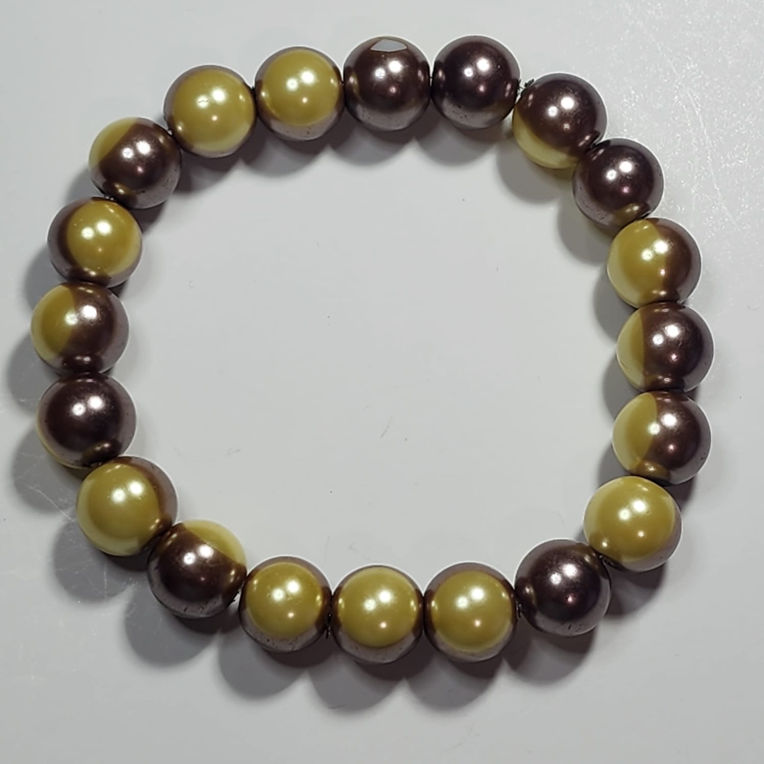 Brown Yellow Pearl Beaded Bracelet