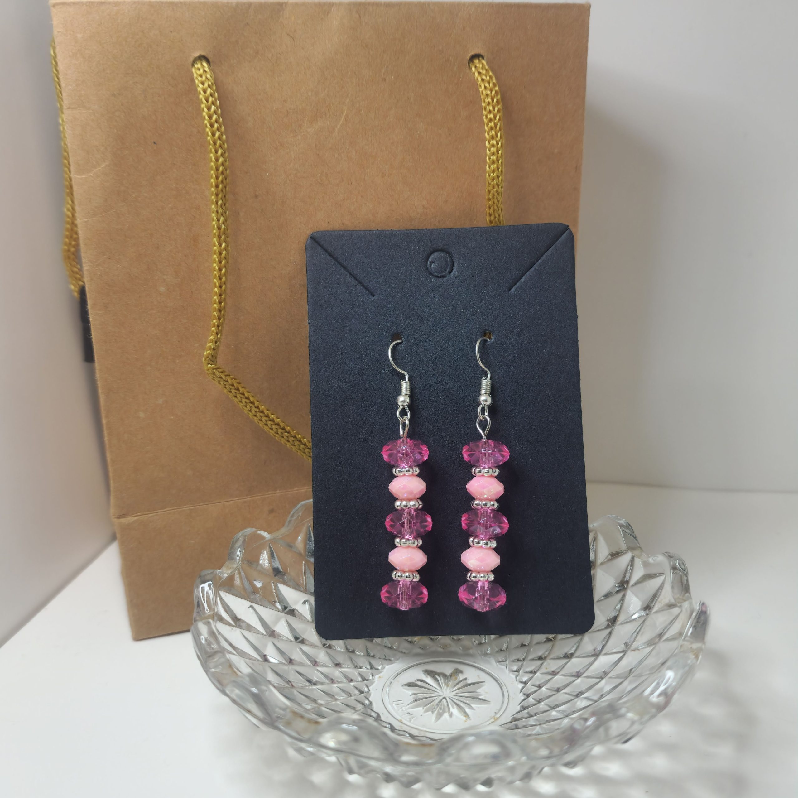 4 Layer Pink Dangle Earrings