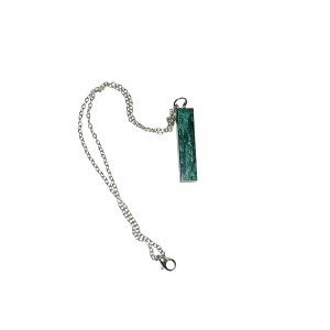 Elegant Green Marble Bar Pendant Necklace with Silver Chain
