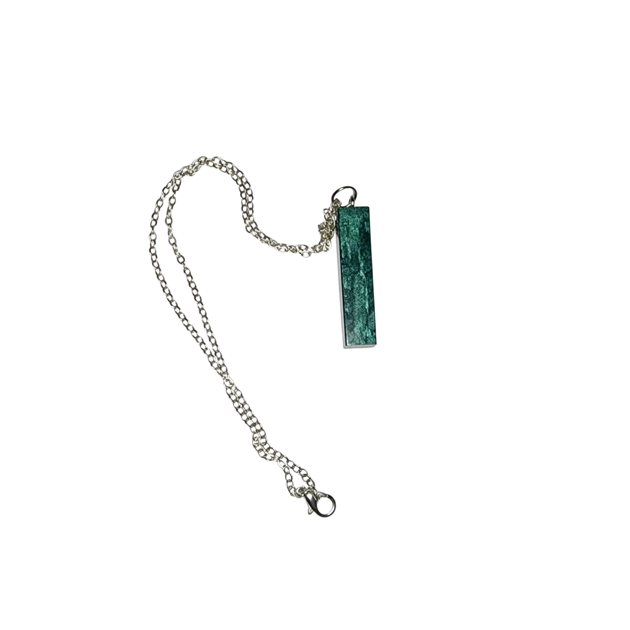 Elegant Green Marble Bar Pendant Necklace with Silver Chain