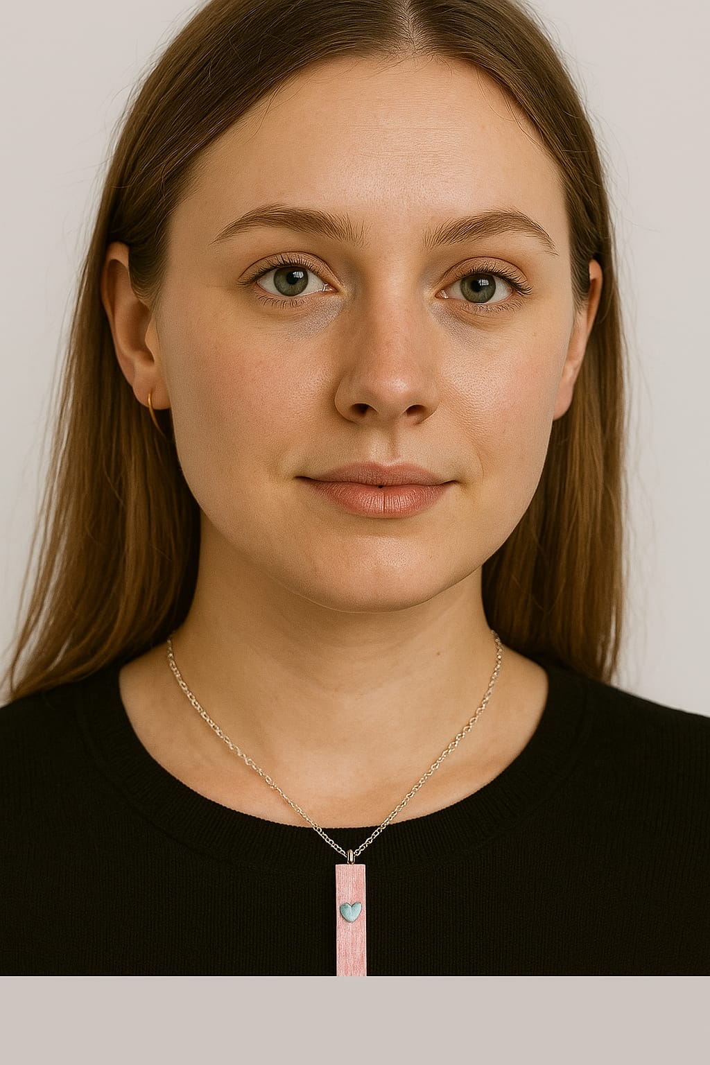 Pink Resin Heart Pendant Necklace with Silver Chain - Image 3