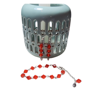 Red Crystal Beaded Bracelet and Earring Set, Lobster Claw Clasp, Casual Style, Women's Jewellery