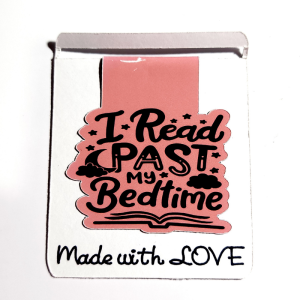 Magnetic Bookmark, 'I Read Past My Bedtime' Theme, Pink, Novelty Gift for Book Lovers