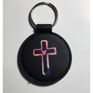 Black Keyring with Cross and Heart