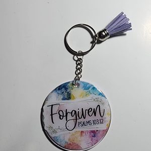 Forgiven Psalms 103:12 Keyring with Tassel