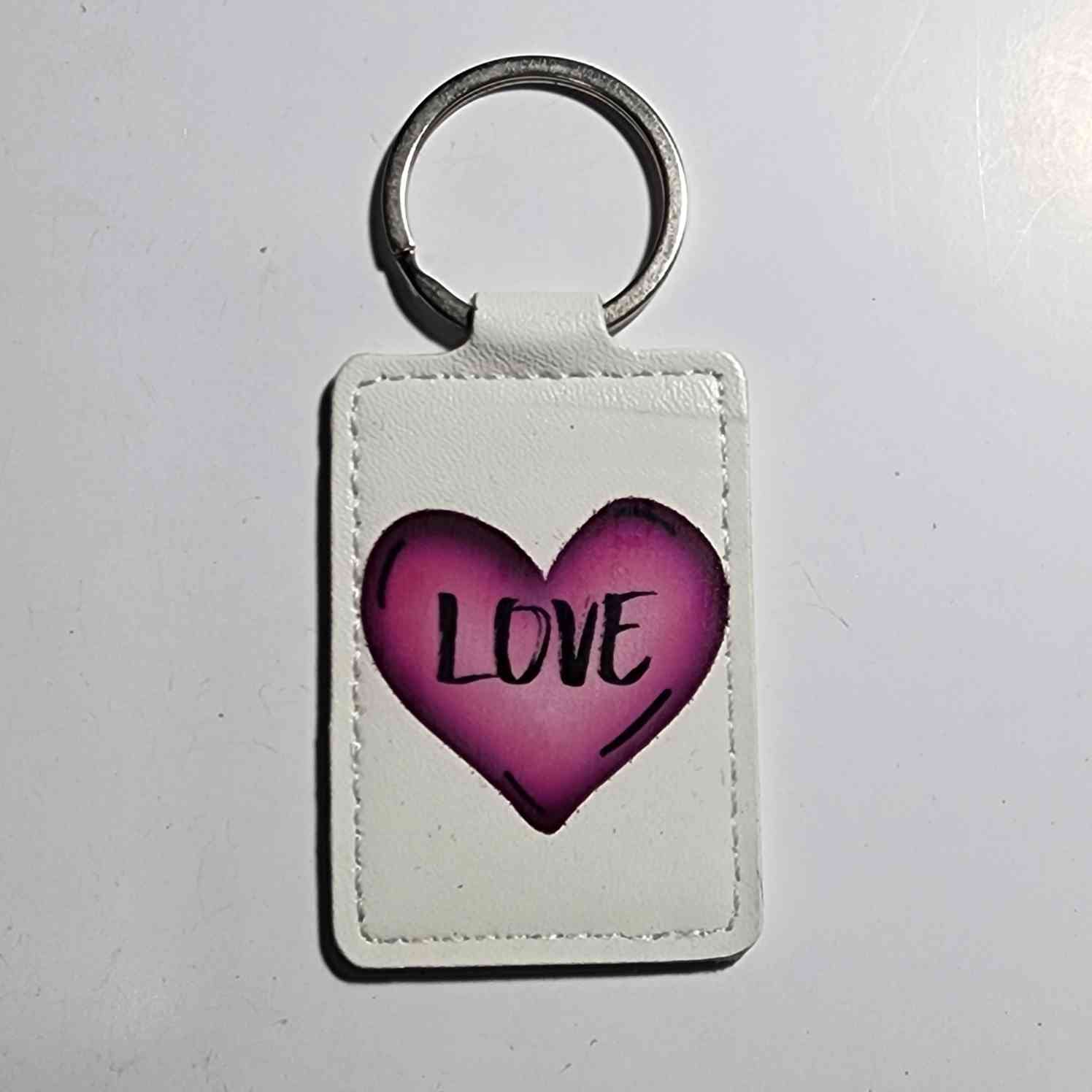 Love Faux Leather Keyring