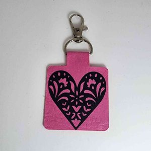 Faux Leather Keyring With Heart