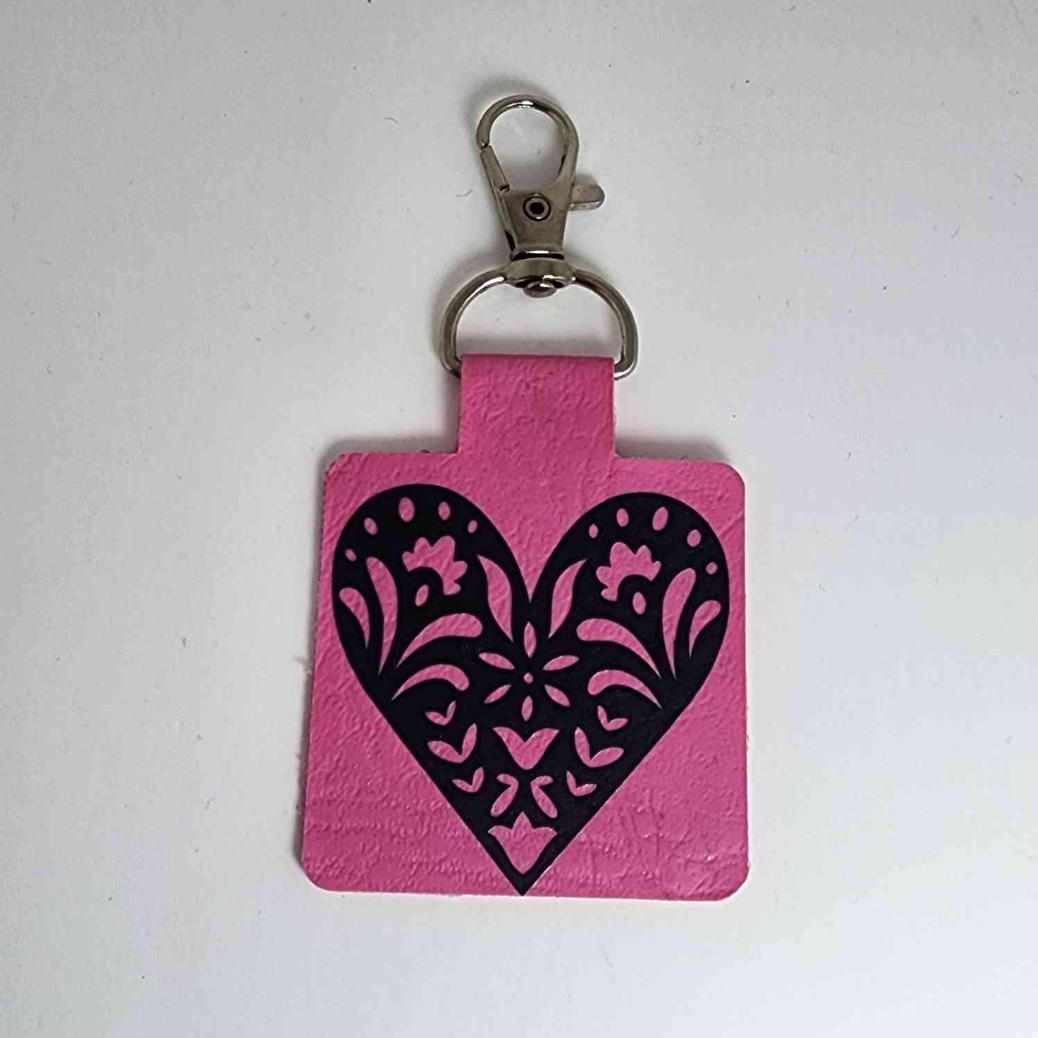 Faux Leather Keyring With Heart