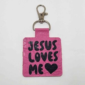 Jesus Loves You Faux Leather Keyring