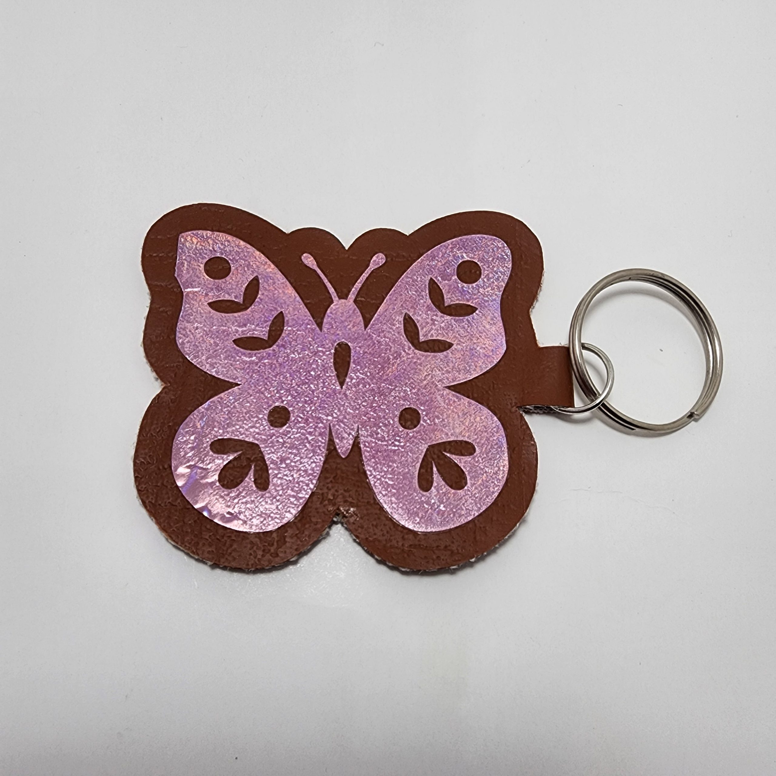Faux Leather Butterfly Keyring