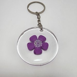 Clear Acrylic Purple Flower Keychain